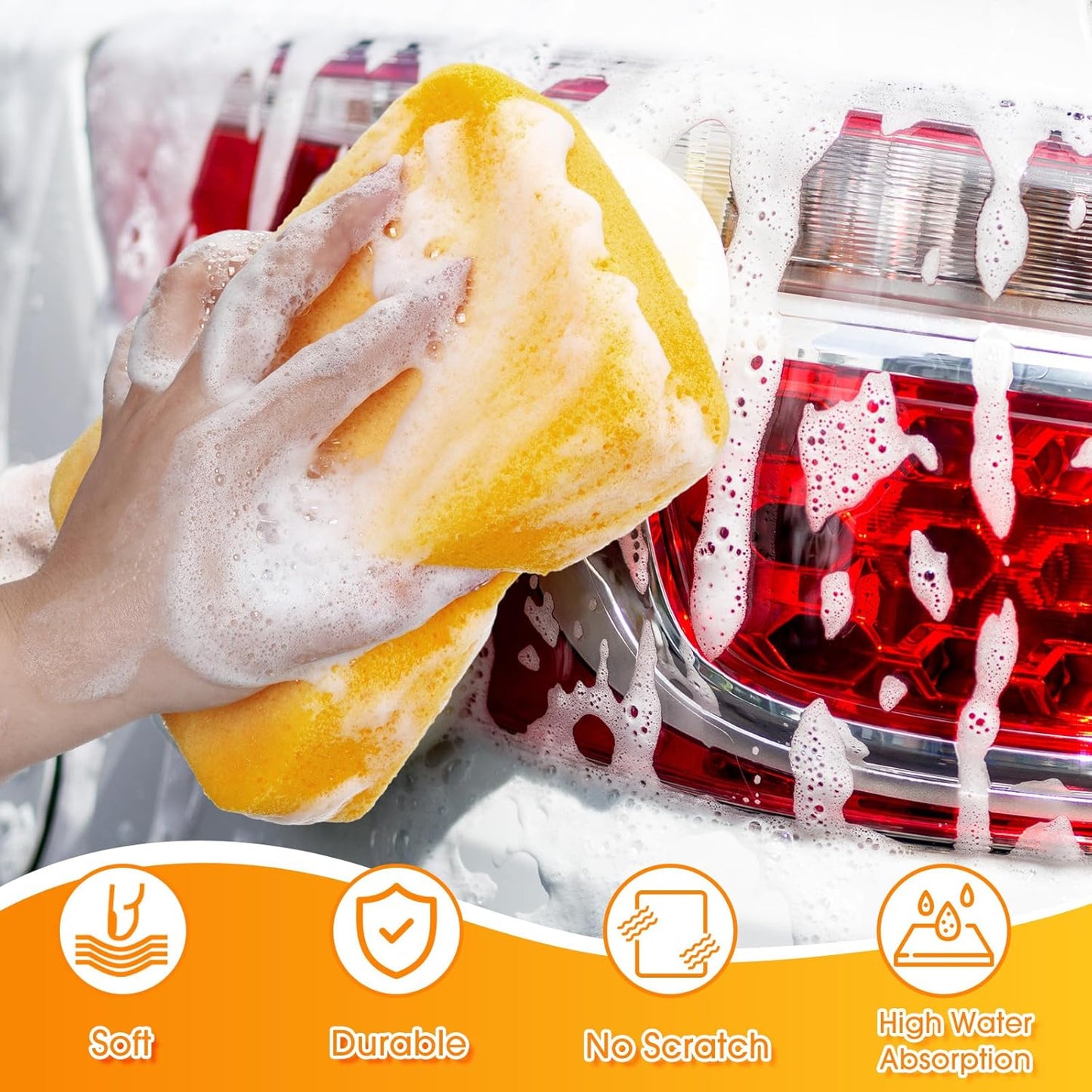Tioncy 6 Pcs Large Sponges Bulk 7.5 x 5.5 x 1.9 Inch Grouting Car Wash Foam Cleaning and Washing Sponge Commercial Foam Large All Purpose for Cleaning Dishes Car Tile Bike (Yellow)