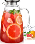 Glass Pitcher with Lid, 2 Liter 68oz Water Pitcher with Handle and Spout by Potdoctor