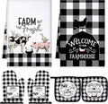 Bencailor 6 Pcs Farm Kitchen Towels Oven Mitts and Pot Holders Decorative Dish by Bencailor
