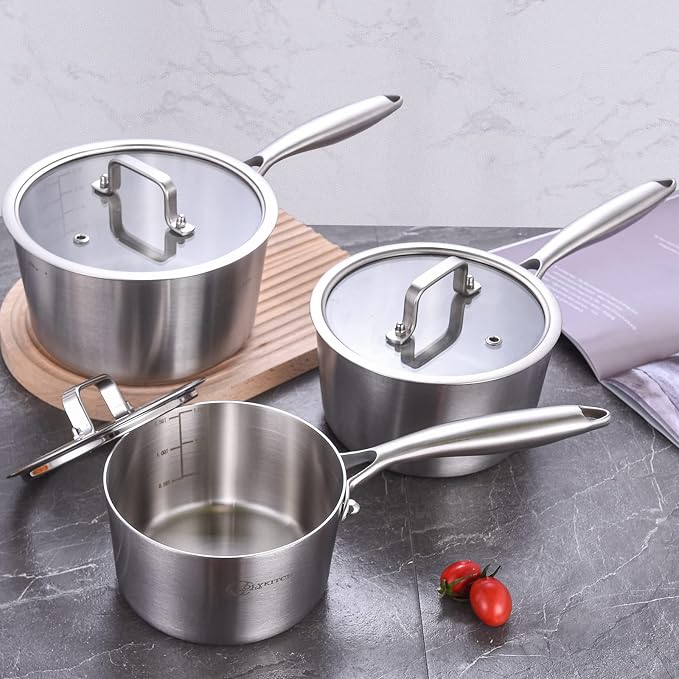 LOLYKITCH 1.5-2.5-3.0 QT, Tri-Ply Stainless Steel Saucepan Set of 3, Induction - Image 3