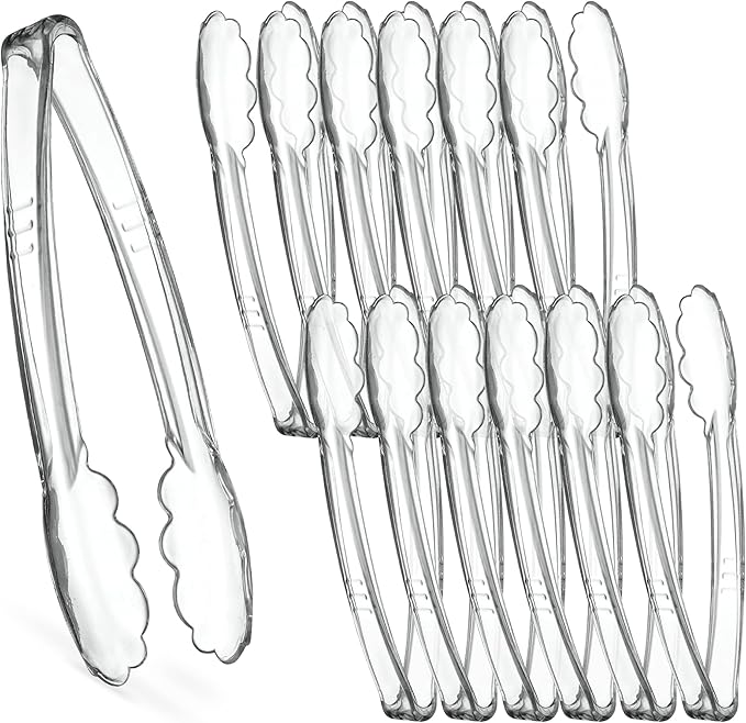 Plasticpro 9'' Serving Tongs Heavy Duty Reusable Kitchen and BBQ Clear Serving by PLASTICPRO