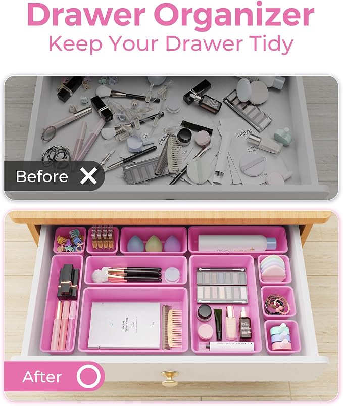 BiuLeon 25 PCS Plastic Drawer Organizers Set, 4-Sizes Vanity and Makeup - Image 4