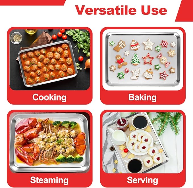 Baking Sheet, Stainless Steel Cookie Sheet Baking Pan Tray - Image 5