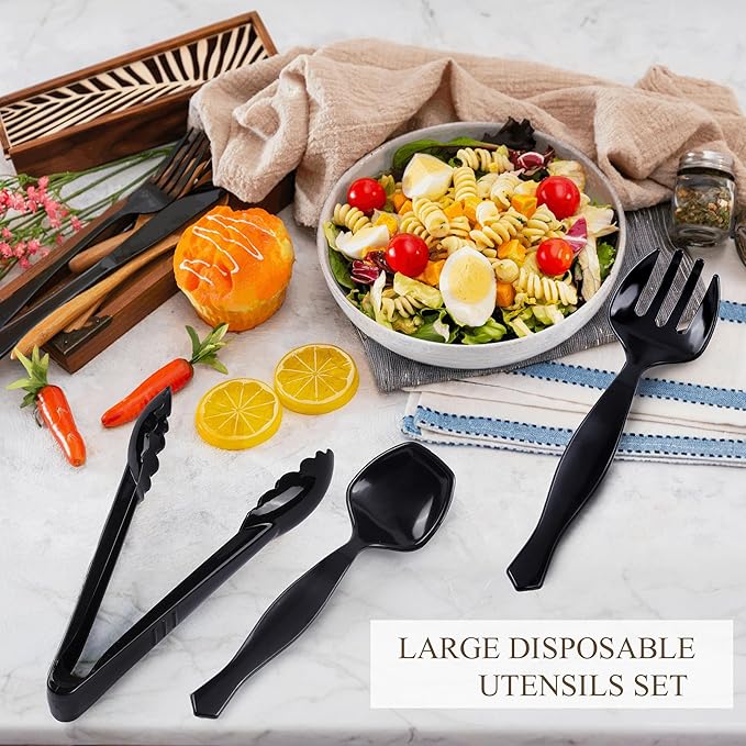 Mwellewm 72Pcs Plastic Serving Utensils Set Large Disposable Serving Spoons - Image 4