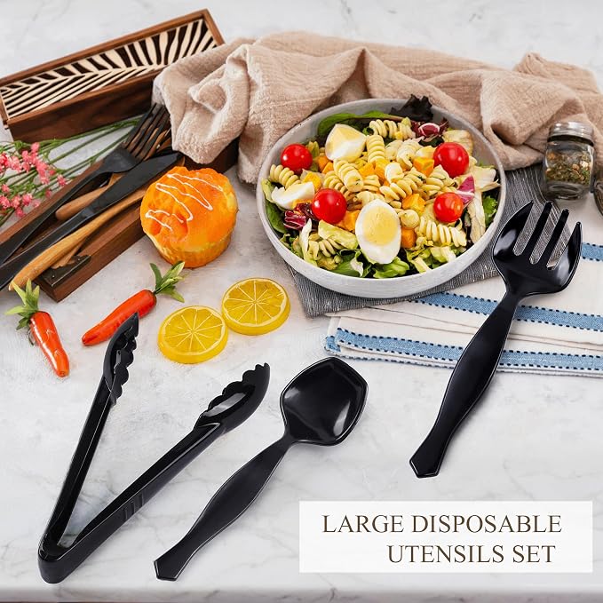 Mwellewm 36Pcs Plastic Serving Utensils Set Large Disposable Serving Spoons - Image 4