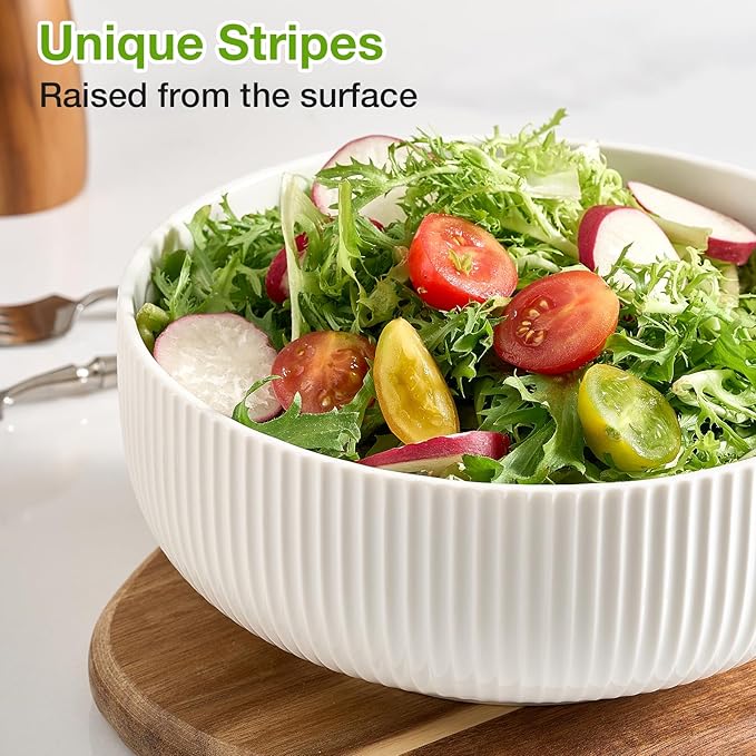 Mfacoy 2 Pack Salad Bowl, 8 inch 60 oz Large Serving Bowl Set, Deep Bowl - Image 4