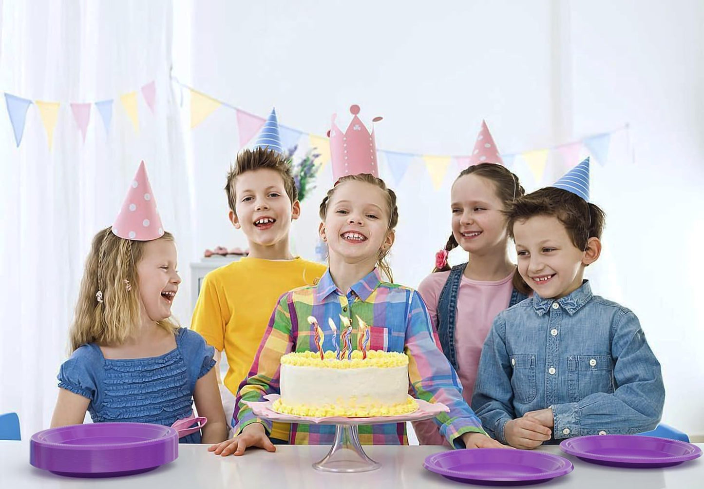 Exquisite Party Solids Purple Plastic Plates For Party 10" Purple Disposable Plates Heavy Duty Supplies 100 Pcs Plastic Dinnerware Sets Heavy Duty 350 GSM Disposable Dinnerware Set