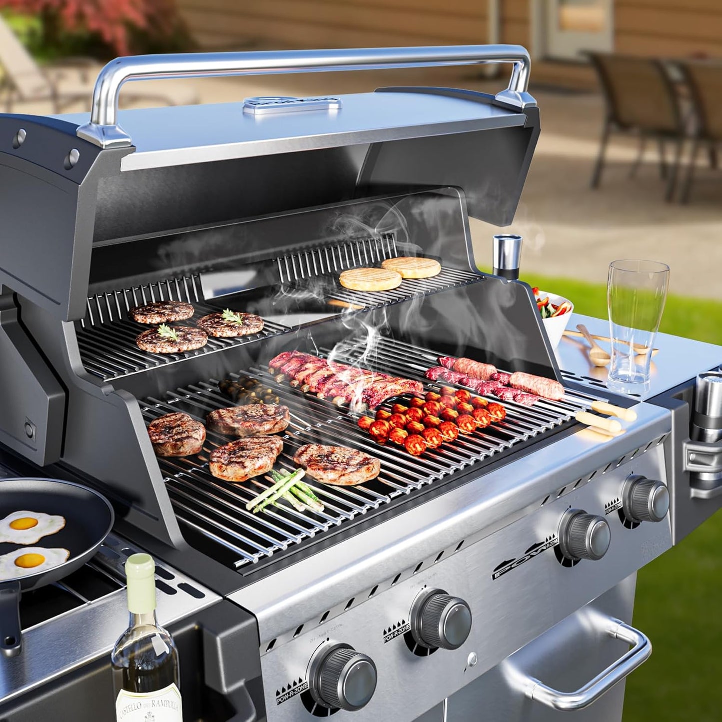 Grill Grates for Charbroil Advantage 4 Burner 463343015 463344015 463344116 463240015 Gas2coal 463340516, Replacement Parts for CharBroil G460-0500-w1, G530-b700-w1, 16-15/16inch, Stainless Steel