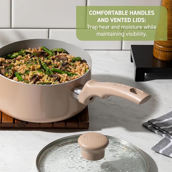 T-Fal Refresh Ceramic Nonstick Cookware Set, Oven Safe to 350°F, Includes - Image 5