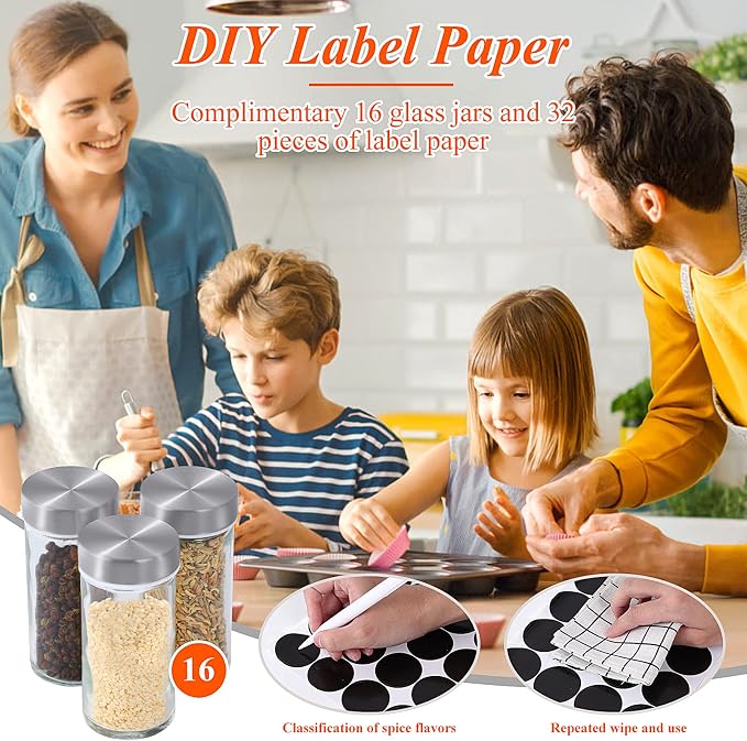 DOUBLE 2 C Revolving Countertop Spice Rack Stainless Steel Seasoning Storage - Image 4