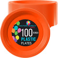 Exquisite Party Solids Orange Plastic Plates For Party 10" Orange Disposable Plates Heavy Duty Supplies 100 Pcs Plastic Dinnerware Sets Heavy Duty 350 GSM Disposable Dinnerware Set