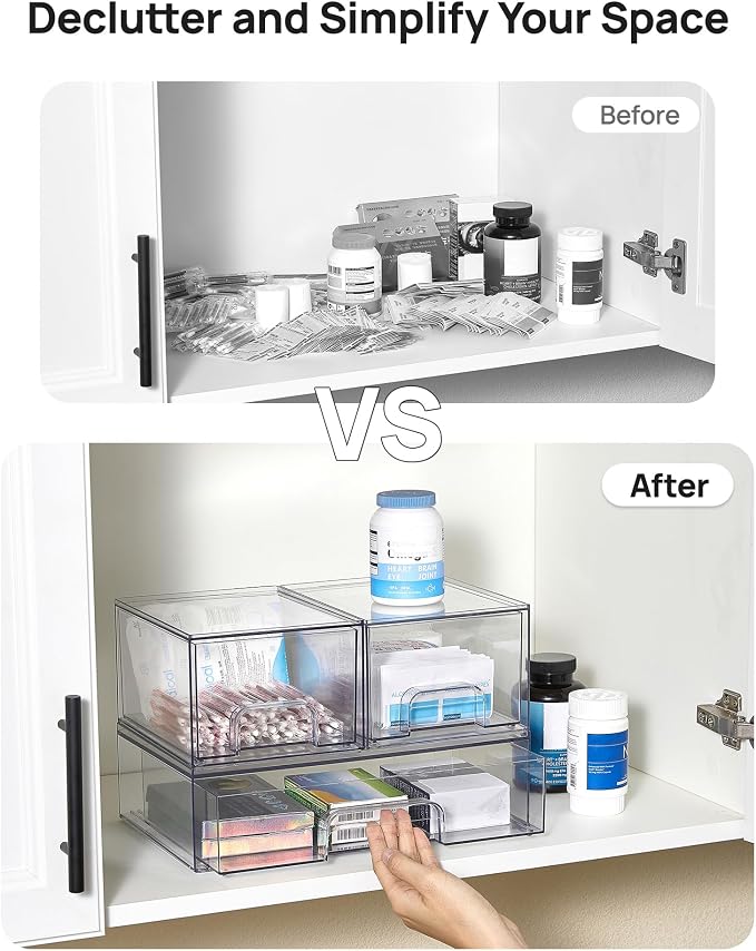 Vtopmart Stackable Storage Drawers Set of 3, Beauty Supplies, Pantry - Image 8