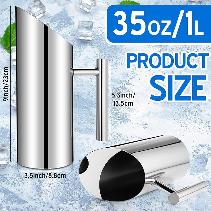 Funnymoom 3 Pack 35oz/1l Stainless Steel Water Pitcher Modern Metal Pitcher - Image 2