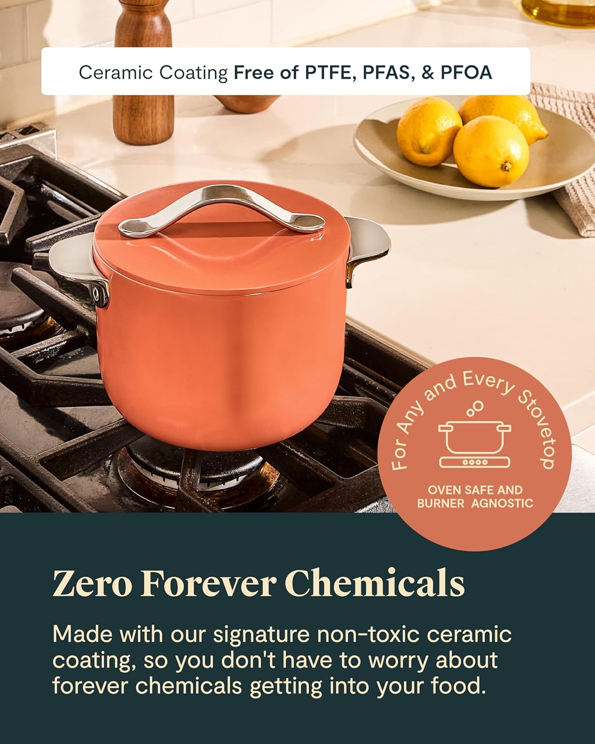 Caraway Petite Cooker - 2 Qt Ceramic Coated Pot - Free From Forever Chemicals - Perfect for Rice, Grains, or Sauces - Sage