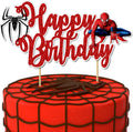 Spidrmn Happy Birthday Cake Topper – Superhero Cake Decoration for Boys, Party Supplies, Super hero-Themed Birthday, Spidr-Mn Party Accessory - Birthdays Decorations.
