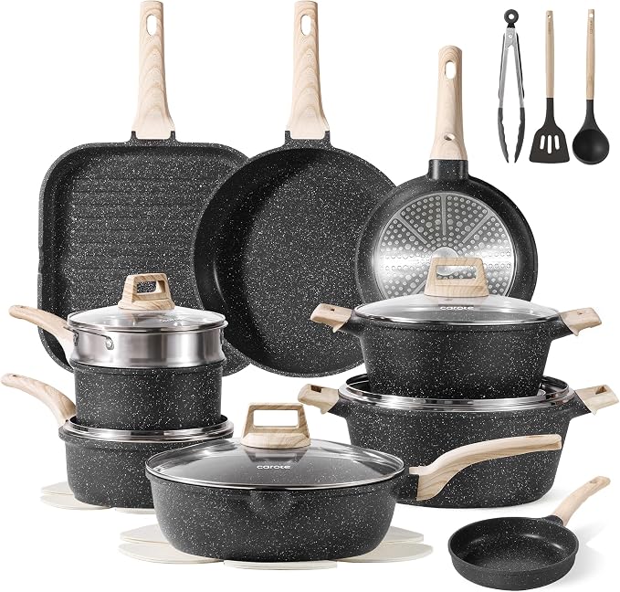 CAROTE 26Pcs Pots and Pans Set, Nonstick Cookware Sets, Granite Induction by CAROTE