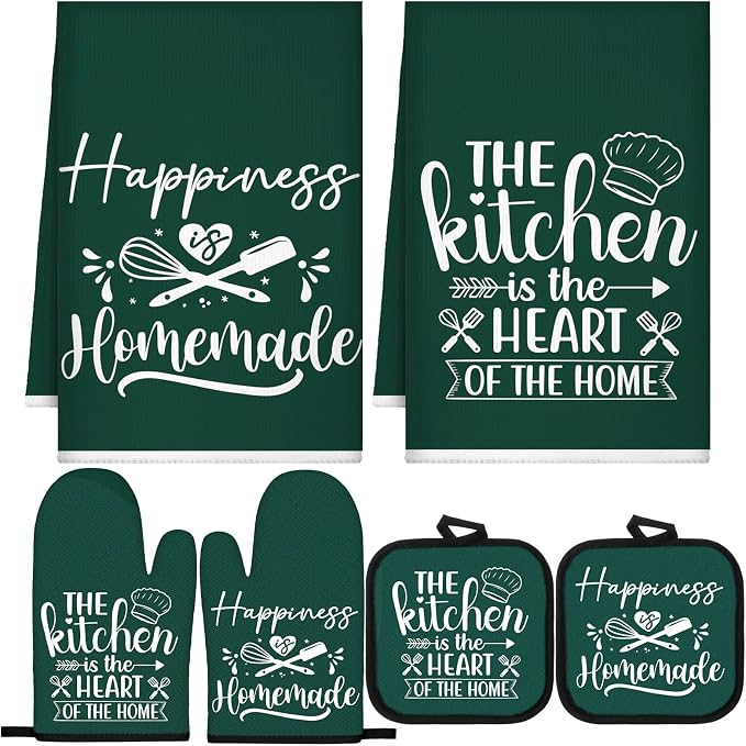 Sratte 6 Pcs Kitchen Decor Accessories Set Farmhouse Towels Pot Holders Oven by Sratte