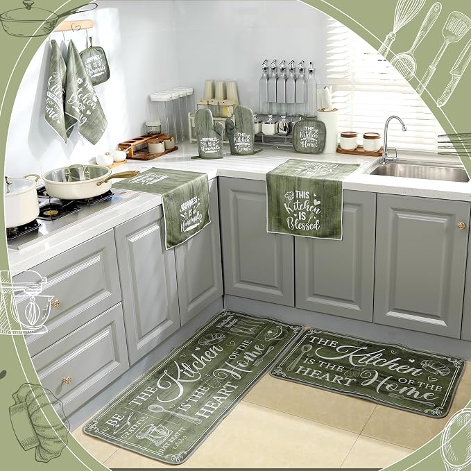 Fourluoo 10 Pcs Farmhouse Kitchen Decor and Accessories Set 4 Kitchen Towels 2 - Image 7