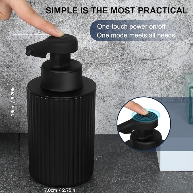 Automatic Soap Dispenser Foaming Touchless: 9oz Black Plastic - Image 4