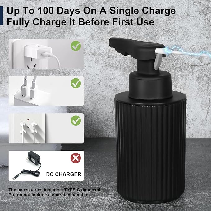 Automatic Soap Dispenser Liquid Touchless: 9oz Black Plastic - Image 6