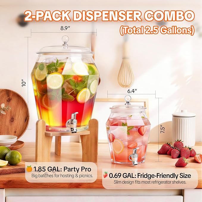 2 PCS Drink Dispenser Set, 2.5 Gallon Total Capacity - Image 2