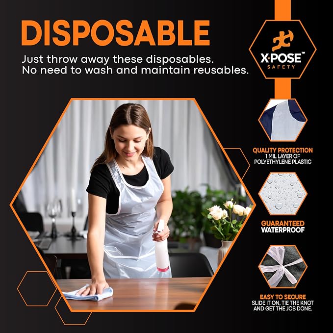 Xpose Safety 4000 White Plastic Disposable Aprons - Image 4