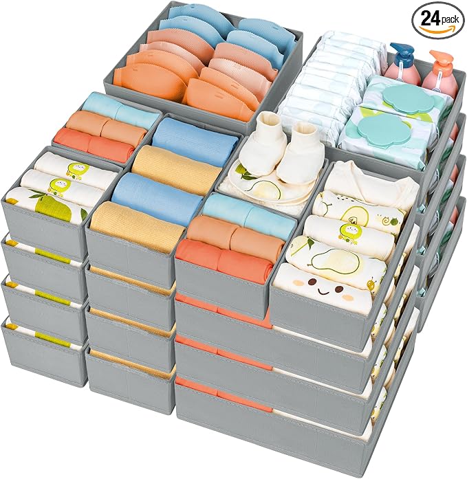 DIMJ Drawer Organizer Clothes, 24 Pack Dresser Organizer, Foldable Closet by DiMJ