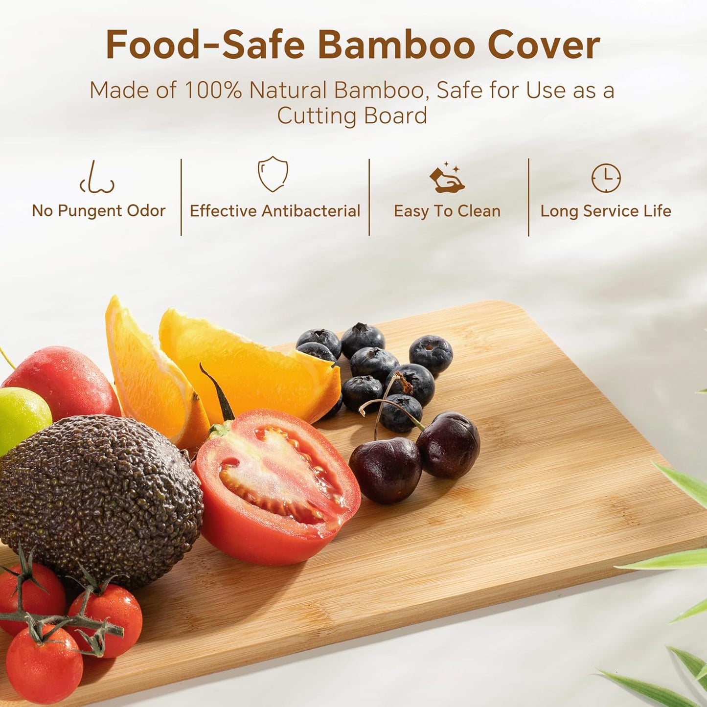 Criusia 2 Set Pantry Organizers and Storage with Bamboo Lids, Stackable Clear Bins for Onion, Potato, Fruit, Vegetables, Trash Bag Dispenser for Kitchen and Under Sink Organization