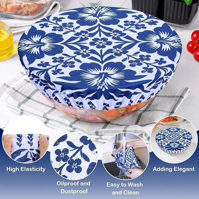 5 Pieces Bowl Covers Reusable, 5 Size Elastic Cloth Bowl Covers - Image 4