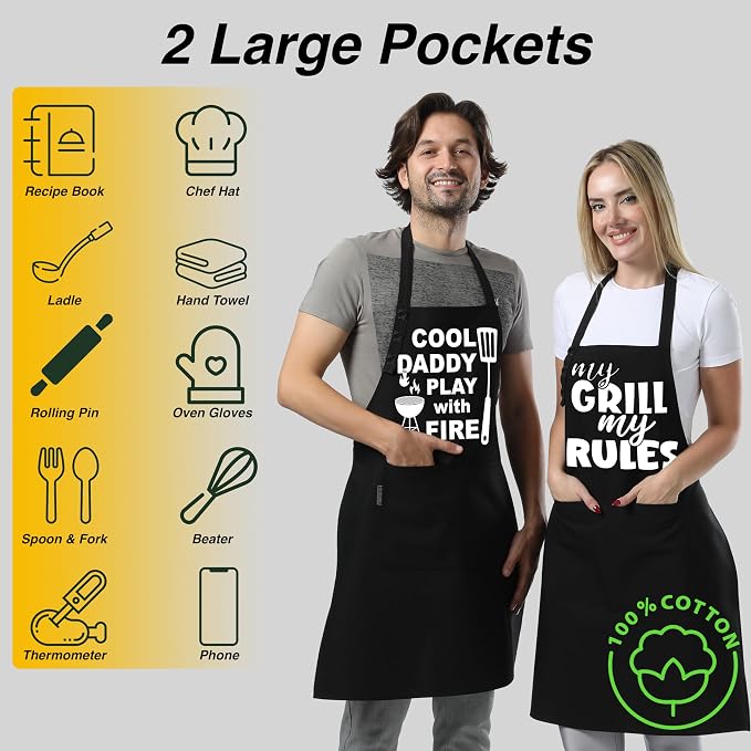TOSHE Funny Apron Waterdrop Resistant Cotton Apron - Image 2