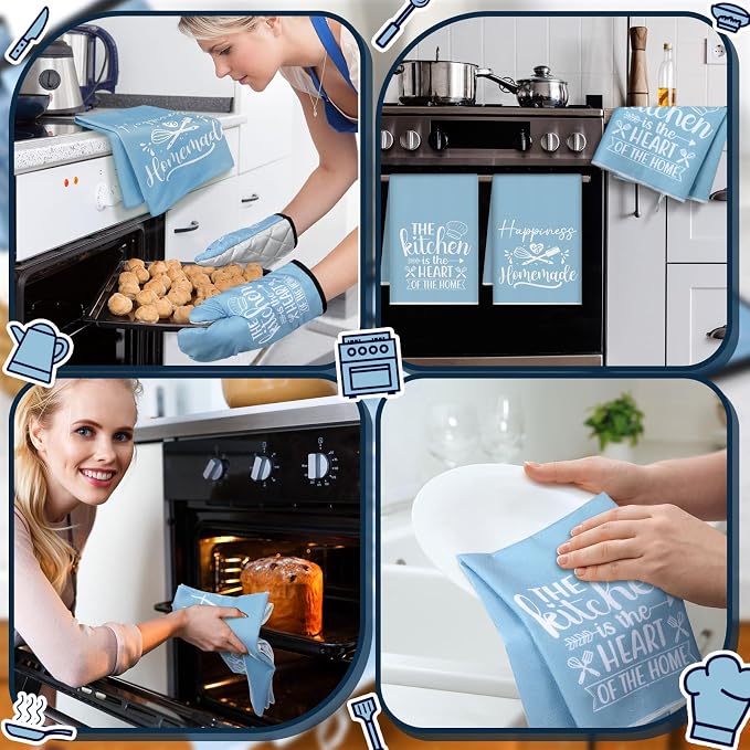 Sratte 6 Pcs Kitchen Decor Accessories Set Farmhouse Towels Pot Holders Oven - Image 6