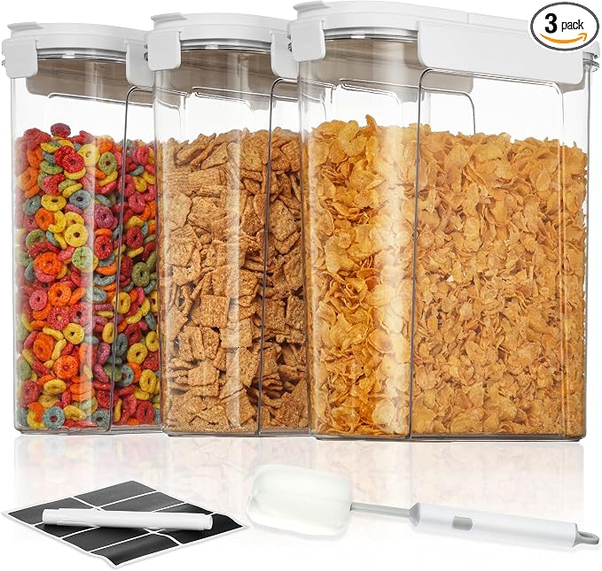 Vtopmart Cereal Containers Set, Plastic Organizer Dispenser by Vtopmart