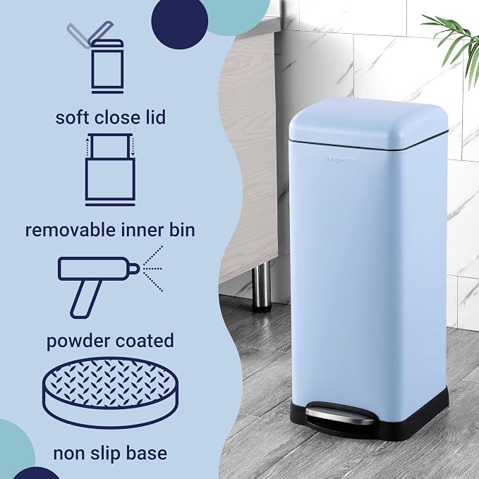 happimess HPM1007I Betty Retro 8-Gallon Step-Open Trash Can, Fingerprint - Image 3