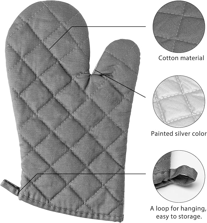GROBRO7 6Pcs Cotton Oven Mitts and Pot Holders Set Durable Hot Pads Machine - Image 3