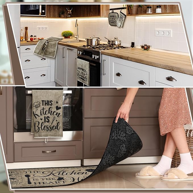 Fourluoo 10 Pcs Farmhouse Kitchen Decor and Accessories Set 4 Kitchen Towels 2 - Image 4