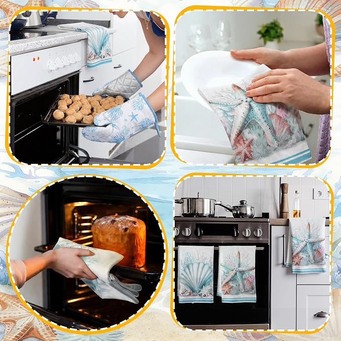 Jingmore 6 Pcs Kitchen Decor Set Accessorie Farmhouse Kitchen Towels Pot - Image 4