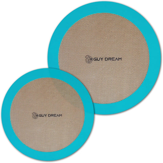 GUYDREMAT 8-Inch & 9-Inch Silicone Baking Mats Set of 2 - Heat-Resistant, Non-Stick Surface, Ideal for Cakes, Pizza, Pastries, Sourdough, Compact Storage, Compatible with Air Fryers