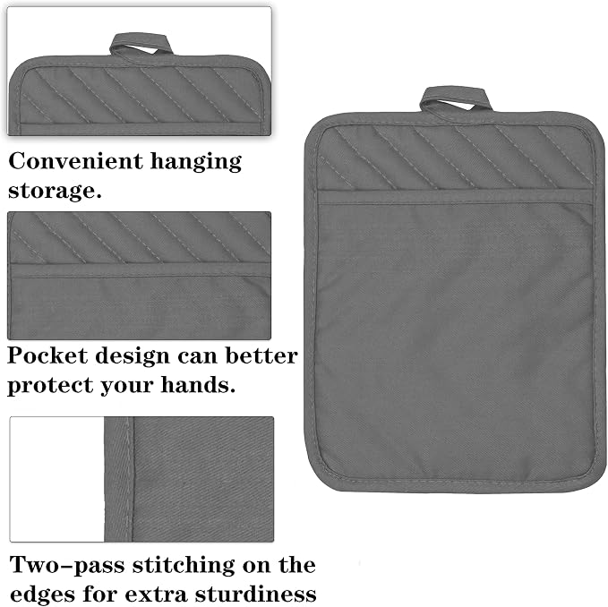 Oven Pot Holder with Pocket Cotton Heat Resistant Coaster Potholder Kitchen Hot - Image 3