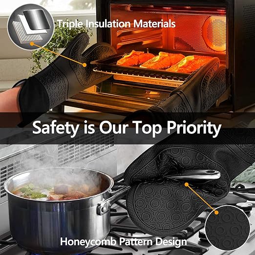 Silicone Oven Mitts and Pot Holders Sets, MTZRFLL Extra Long Heat Resistant - Image 4