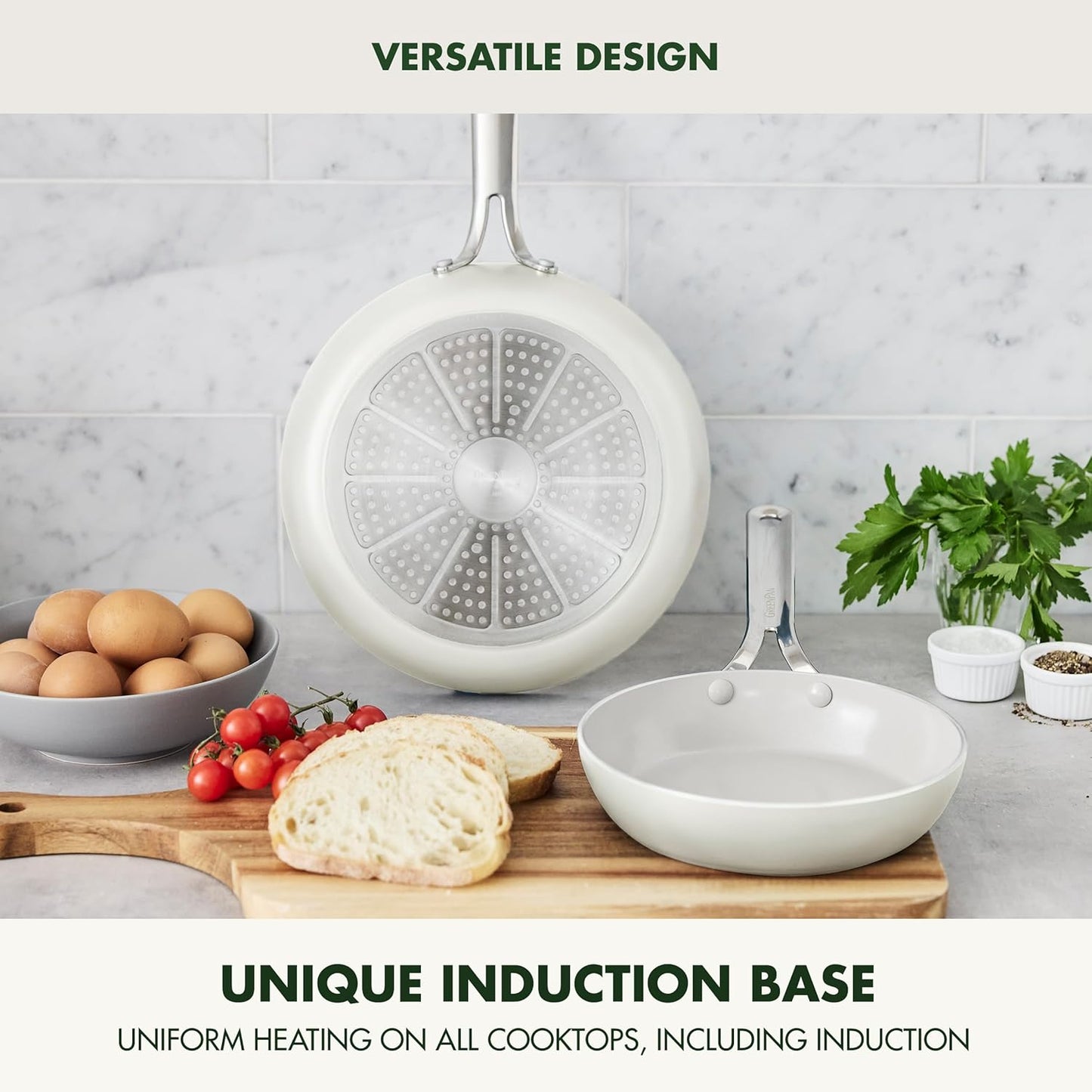 GreenPan Nova 10-Piece Cookware Pots & Pans Set, Oprah’s Favorite Things 2024, PFAS-Free Ceramic Nonstick, Fry, Sauté, Stockpot, Utensils, Lids, Induction Suitable, Dishwasher & Oven Safe, Cream White