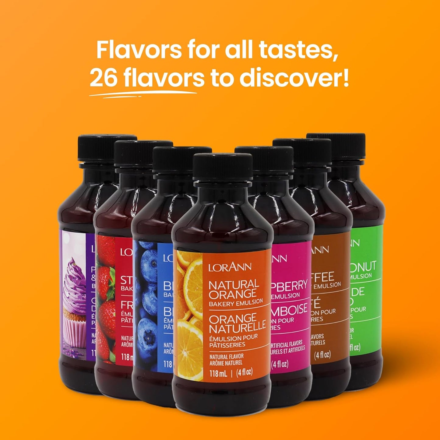 LorAnn Oils Orange Bakery Emulsion: True Essence, Ideal for Boosting Fruit Tones in Cakes, Cookies & Desserts, Gluten-Free, Keto-Friendly, Extract Substitute Essential for Your Kitchen, 4 Oz