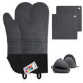 Silicone Oven Mitts and Pot Holders Sets, MTZRFLL Extra Long Heat Resistant by MTZRFLL