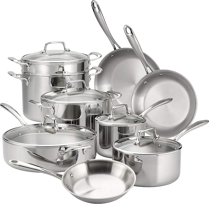 Tramontina Tri-Ply Clad Stainless Steel 14-Piece Cookware Set by Tramontina