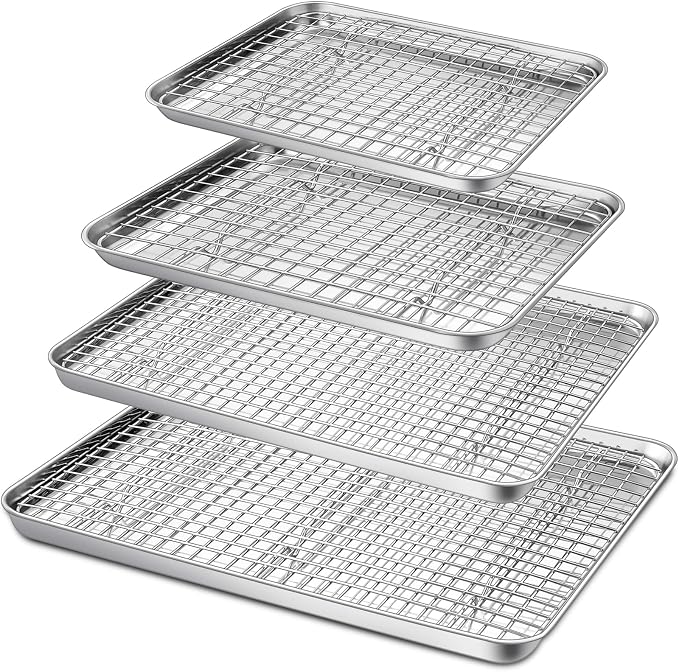 P&P CHEF 16 + 12.5 + 10.4 + 9 Inch Baking Sheet and Rack Set, Oven & Dishwasher by PPCHEF