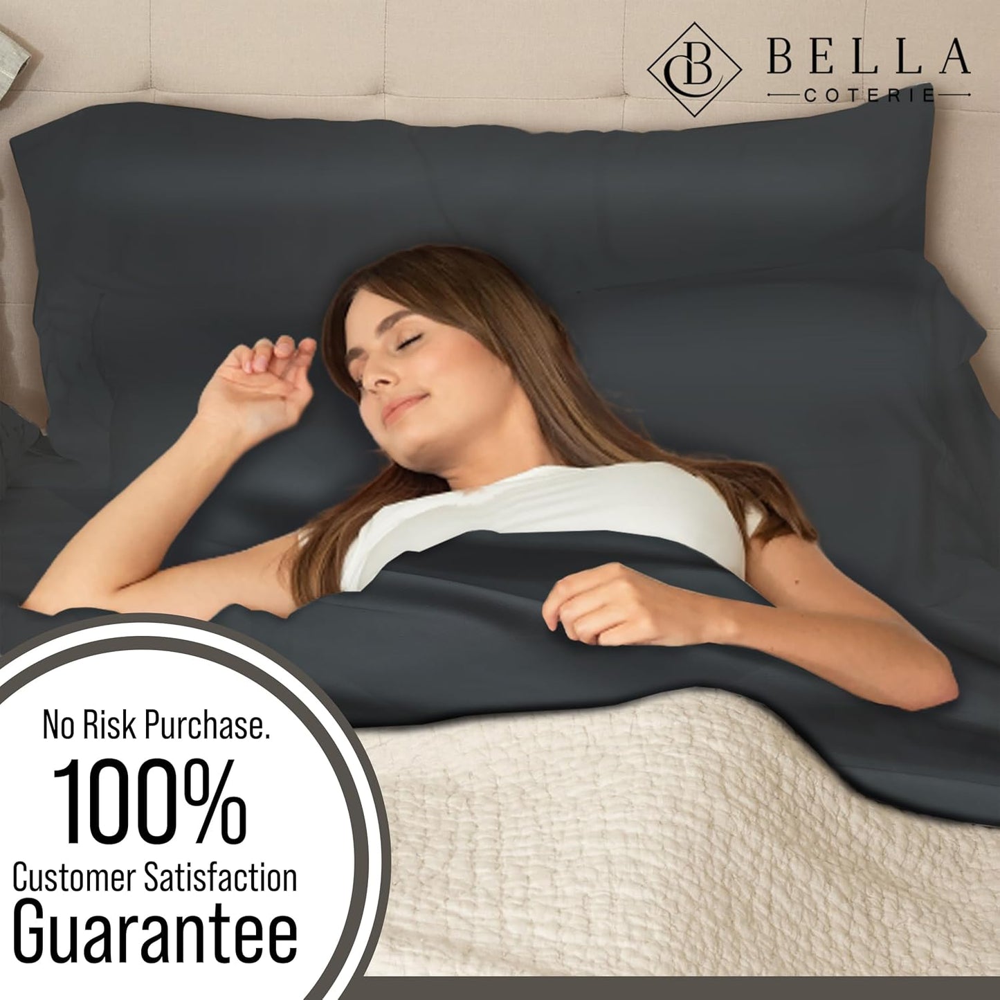 Bella Coterie Luxury Bamboo Viscose Split Top King Size Sheet Set | 100% Organically Grown | Ultra Soft | 34" Split | Cooling for Hot Sleepers | 18" Deep Pocket [Charcoal Grey]