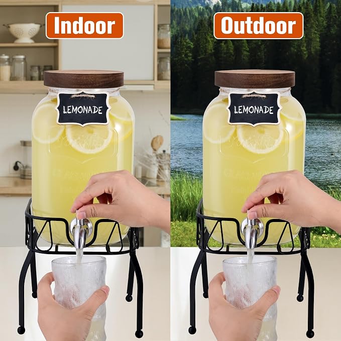 Mustry Glass Drink Dispenser for Parties, 1 Gallon Beverage Dispenser - Image 8