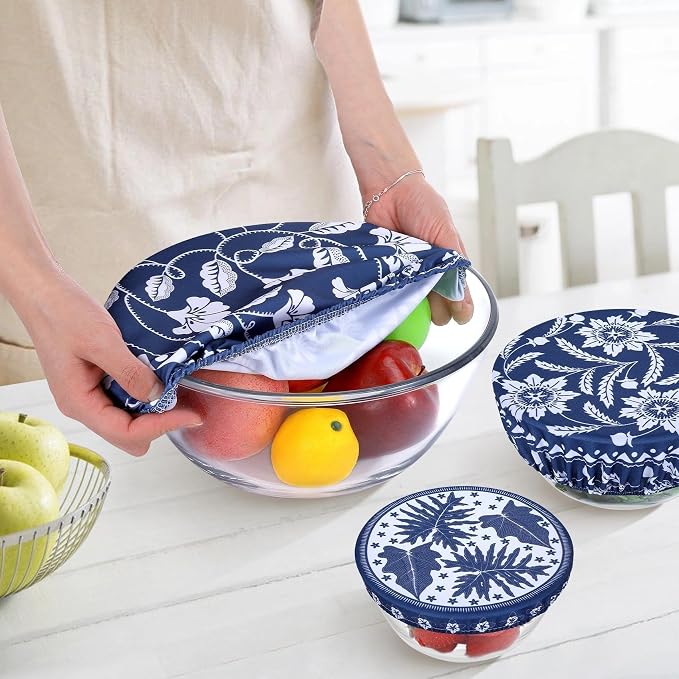 5 Pieces Bowl Covers Reusable, 5 Size Elastic Cloth Bowl Covers - Image 5