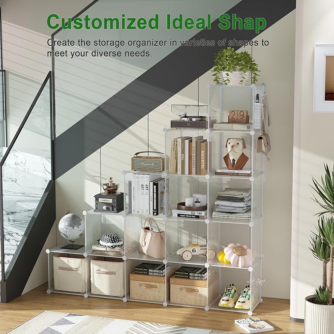 C&AHOME Cube Storage Organizer, 16-Cube Shelves Units, Plastic Storage Cubes - Image 4