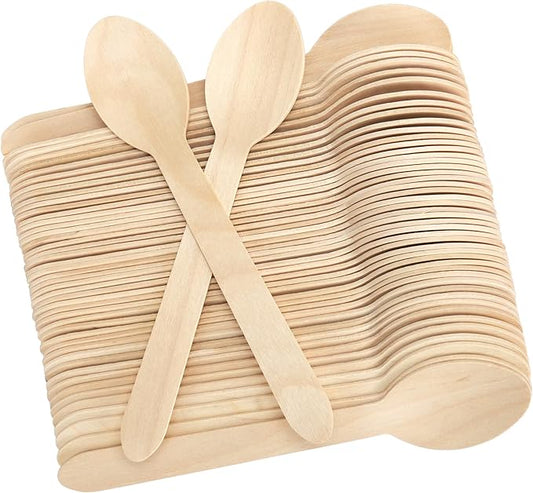 LotFancy Disposable Wooden Spoons, Biodegradable Compostable Eco-friendly by LotFancy