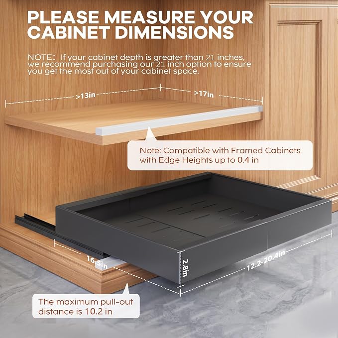 Seinloes 2 Pack Expandable Pull Out Cabinet Organizer 16.5"Deep - Image 4
